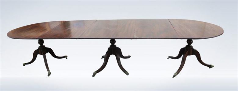 12ft 4 Metre Antique Regency Mahogany Triple Pedestal Dining Table