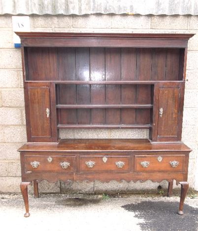 18th Century Georgian Oak Dresser - George I Period Oak Dresser With Rack 