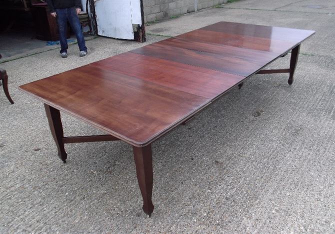 3 Metre Antique Mahogany Dining Table - 10 Ft Art Nouveau Mahogany Extending Dining Table To Seat 12 To 14 People