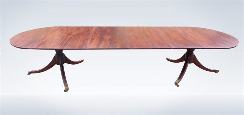 3.5 Metre Antique Regency Twin Pillar Pedestal Dining Table