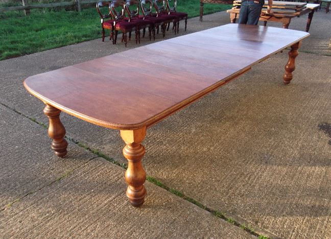4 Metre Antique Oak Dining Table - Narrow Prortioned Victorian Oak Extending Dining Table With D Ends 