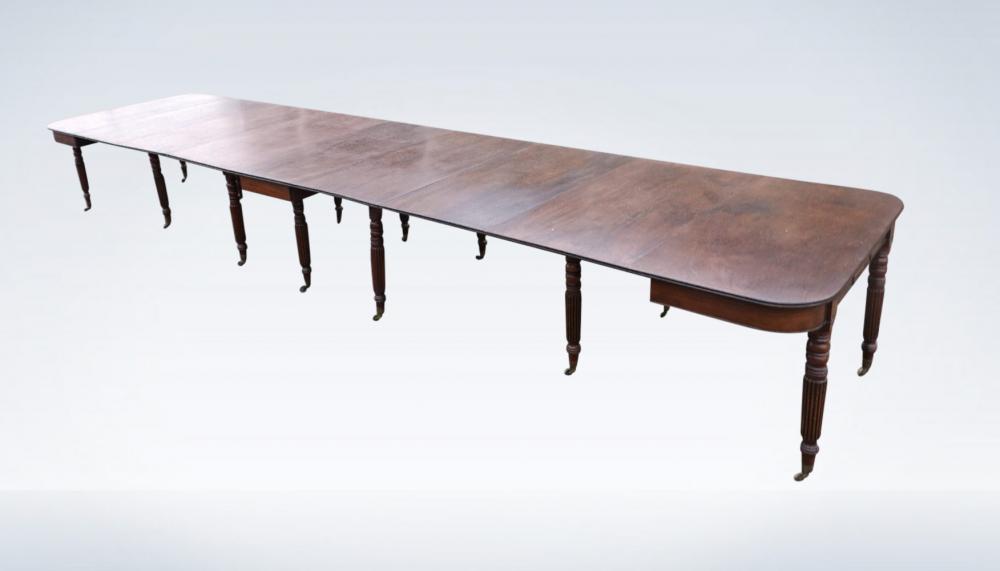 5 Metre Antique Georgian Dining Table With Gillows Reeded Legs 