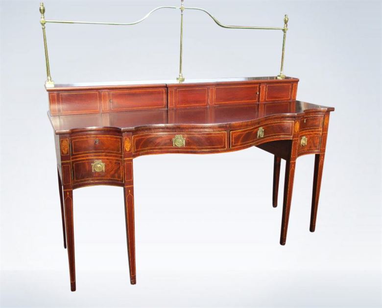 5ft Sheraton Period Georgian Mahogany Serpentine Sideboard
