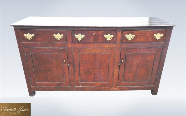 Original 18th Century Georgian Oak Dresser With Cupboards Drawers