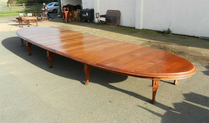 8 Metre Antique Oak Table - 26ft 19th Century Victorian Oval Formed Boardroom Dining Table