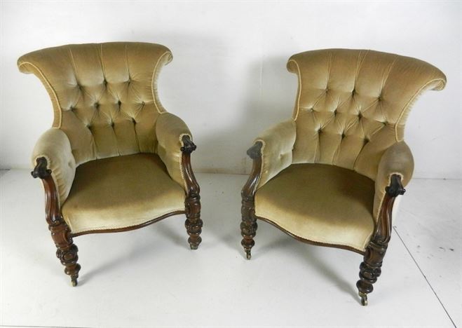 Beautiful Pair Of Late Regency Mahogany Library Drawing Room Armchairs