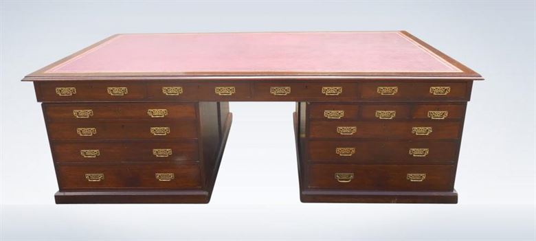 Large Antique Desk - Huge 8ft Late 19th Century Victorian Partners Desk
