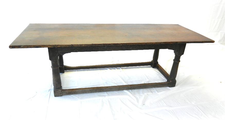 Large 18th Century Oak Refectory Table - Early 18th Century 8ft Plan Top Oak Refectory Table 