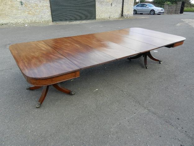 Large Georgian Pedestal Table - 11ft Regency Period Console End Twin Pedestal Mahogany Dining Table
