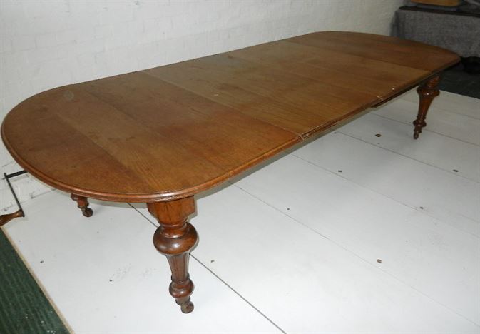 Large Antique Extending Oak Table - Victorian 3 Metre Oak D End Wind Out Dining Table To Seat 12 Comfortably