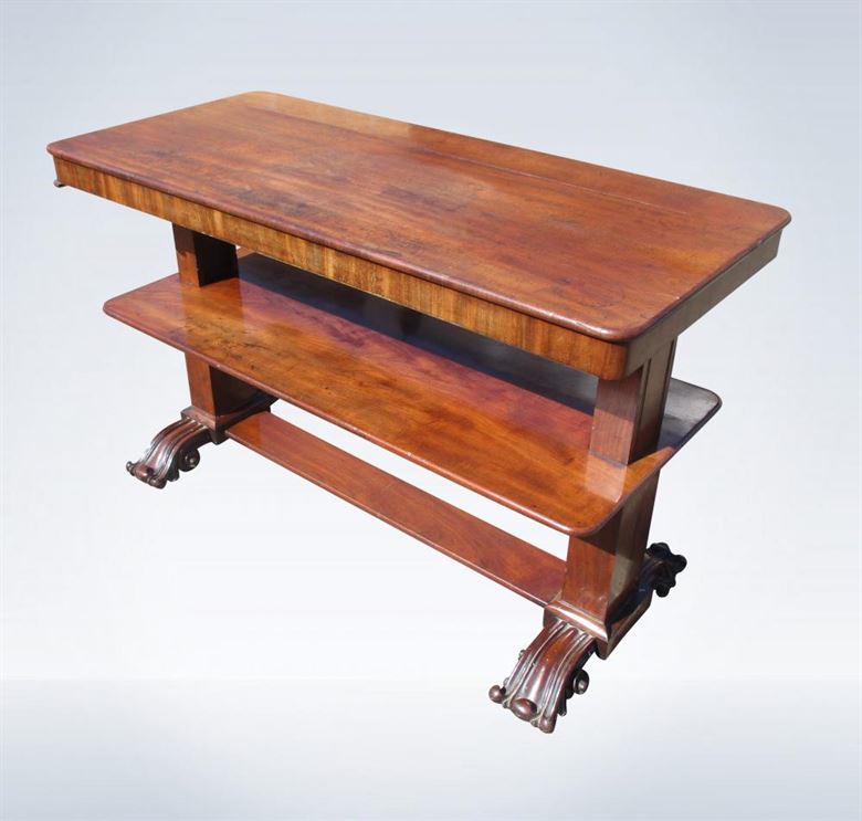 Late Regency Mahogany Serving Table Pop Up Shelves