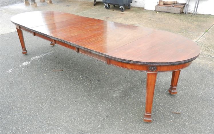 Narrow Antique Extending Dining Table - Georgian Adams Styled 19th Century Mahogany Extending Dining Table