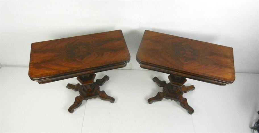 Original Pair Of Late Regency Mahogany Tea Tables Of Small Proportions