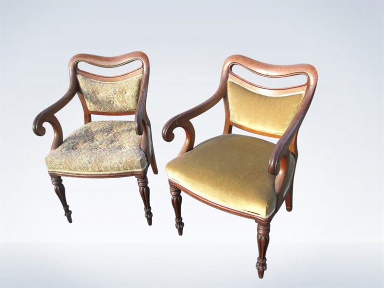 Pair Early Victorian Mahogany Library Chairs