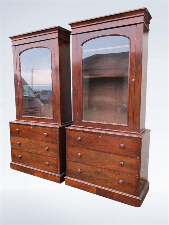 pair antique bookcases cabinets