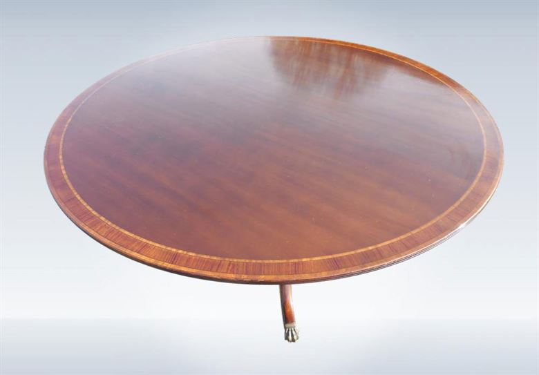 Round Antique Table - Large 6ft Round Regency Revival Mahogany Dining Table To Seat 10 People