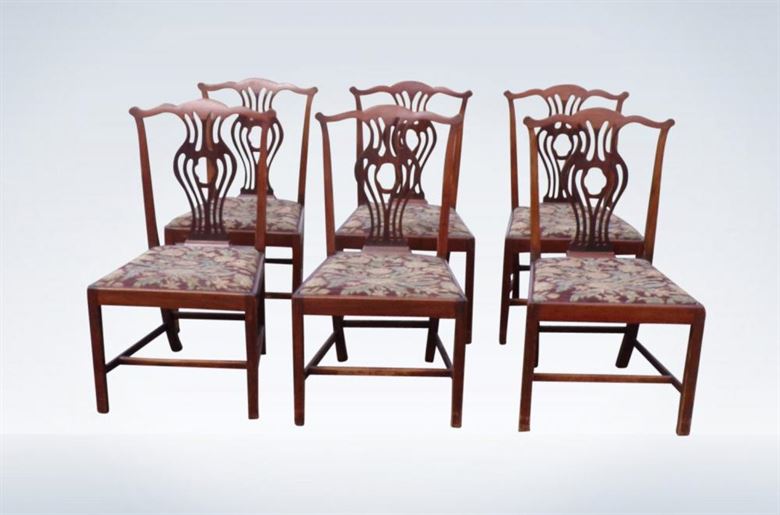 Set Of Six George III Chippendale 19th Century Dining Chairs
