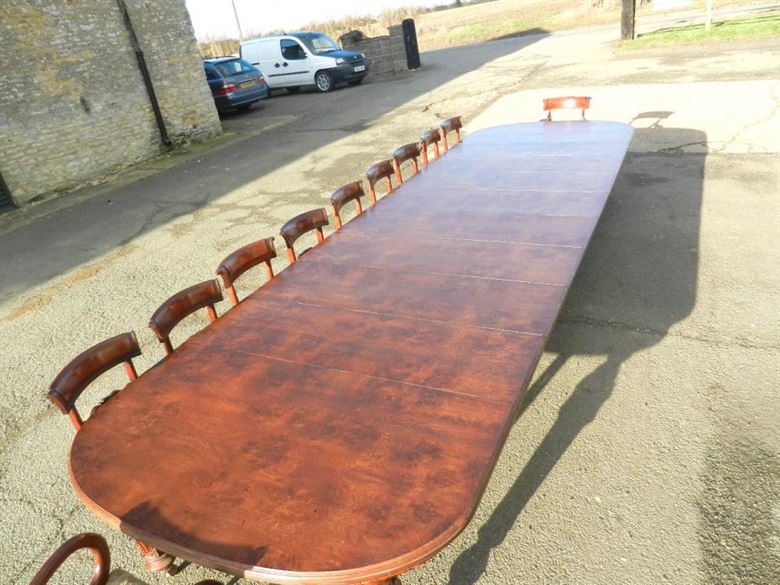 Stunning And Immense Sized 6 Metre Victorian Burr Pollard Oak Antique Dining Table