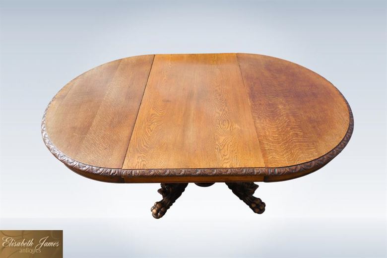Super 10ft 12 Seater 19th Century Victorian Oak Carved Extending Round Antique Ding Table