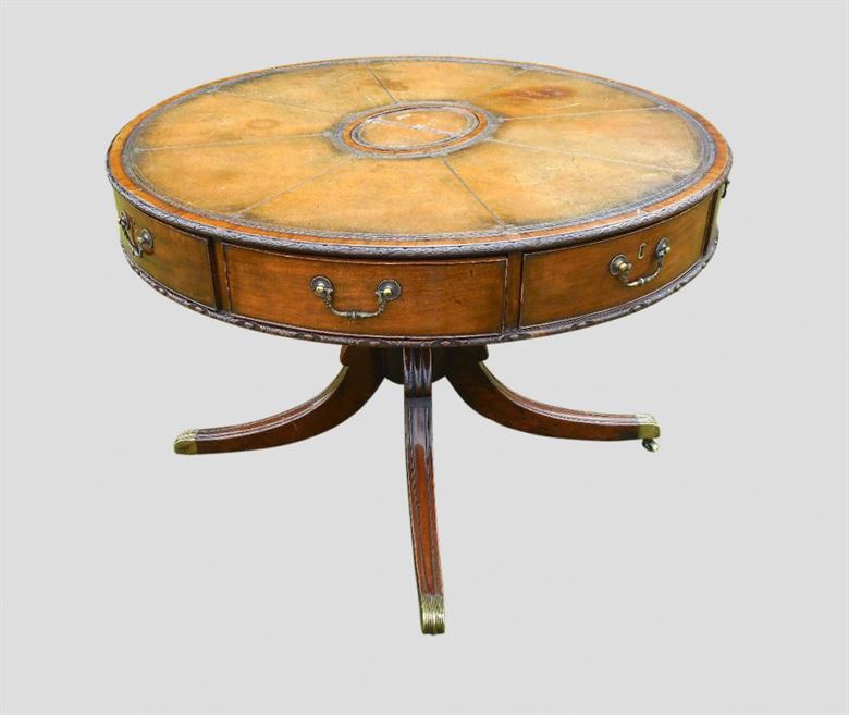 Superb Antique Original Regency Period Rent Drum Table Of Small Proportions