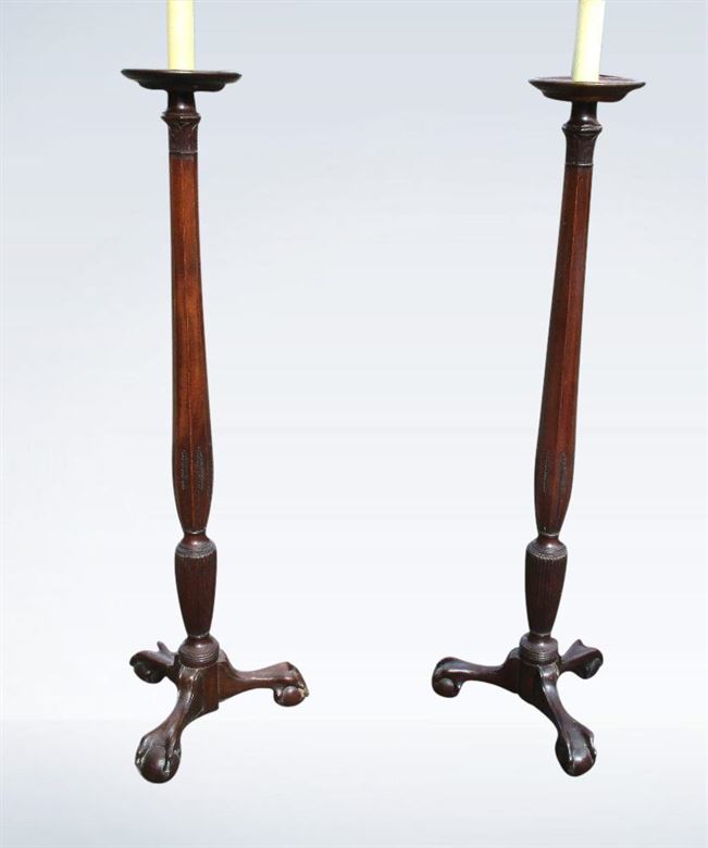 Antique Lamps - Very Rare Pair Of Full Height Georgian Standard Lamps