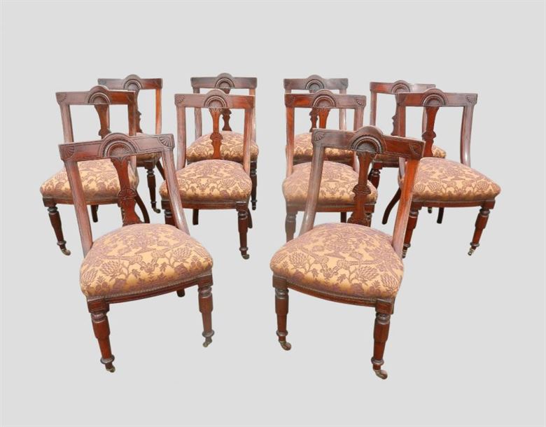 antique Dining Chair Sets Set 10 Victorian Mahogany Spoon Back Dining Chairs 46 PT