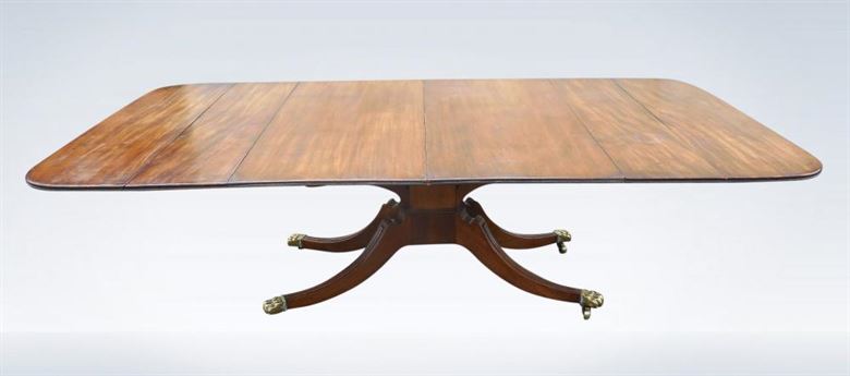 Antique Georgian Regency Period Extending Pedestal Dining Table
