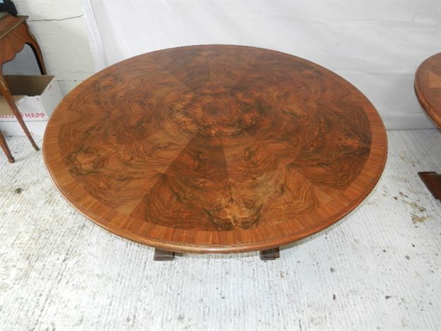 Antique Large Round Walnut Tables - Pair Burr Walnut Centre Tables Sold As Pair Or Individually