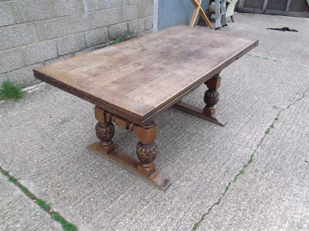Antique Oak Refectory Table - 9ft Victorian Made Jacobean Styled Oak Drawleaf Refectory Table