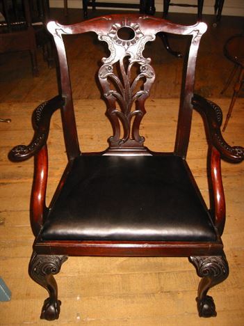 19th century chippendale mahogany desk chair antique mahogany desk