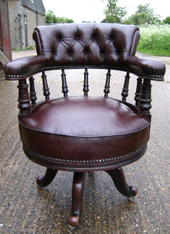 ANTIQUE FURNITURE WAREHOUSE - Antique Desk Chair - Late 19th Century Antique Desk Chair - Late 19th Century mahogany and leather revolving desk chair - ANTIQUE FURNITURE WAREHOUSE - Antique Desk Chair - Late 19th Century