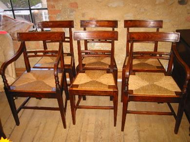 ANTIQUE FURNITURE WAREHOUSE - Antique Set Of Georgian Chairs 6 - Set Antique Dining Chairs 6 - Set of six Georgian elm country chairs - ANTIQUE FURNITURE WAREHOUSE - Antique Set Of Georgian Chairs 6 - Set