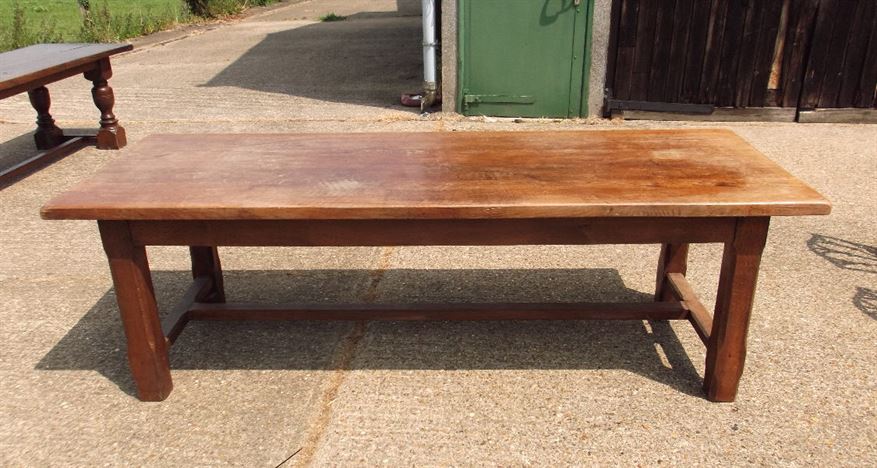 Antique Dining Table Refectory - 8ft Plank Top Oak Refectory Table With Drawers