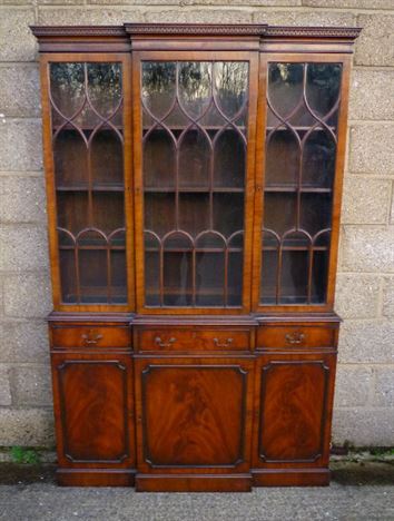 ANTIQUE FURNITURE WAREHOUSE - Antique Georgian Mahogany Bookcase Antique Georgian Mahogany Bookcase - Georgian Revival 4ft Mahogany Library Bookcase Of Small Proportions - ANTIQUE FURNITURE WAREHOUSE - Antique Georgian Mahogany Bookcase