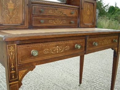 ANTIQUE FURNITURE WAREHOUSE - ANTIQUE LADIES WRITING DESK - Sheraton ANTIQUE LADIES WRITING DESK - Sheraton Revival 19th Century Rosewood And Inlaid Bonheur Du Jour Ladies - ANTIQUE FURNITURE WAREHOUSE - ANTIQUE LADIES WRITING DESK - Sheraton