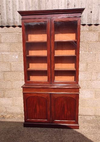 Antique Library Bookcase Late Regency Mahogany Glazed Top