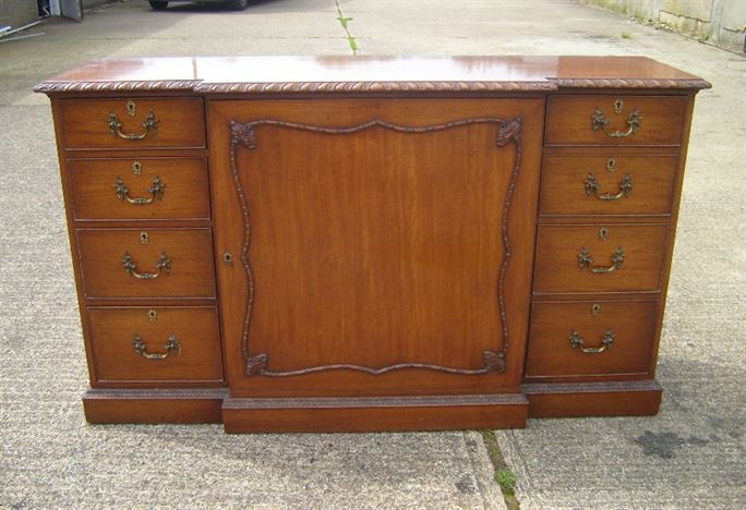 ANTIQUE FURNITURE WAREHOUSE - Antique Mahogany Hall Cupboard Antique Mahogany Hall Cupboard - Victorian Mahogany Sideboard or Hall Cabinet in the Chippendale Manner - ANTIQUE FURNITURE WAREHOUSE - Antique Mahogany Hall Cupboard