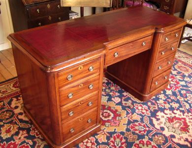 ANTIQUE FURNITURE WAREHOUSE - Antique Pedestal Desk - 5ft Victorian Antique pedestal desk - 5ft Victorian mahogany pedestal writing desk - ANTIQUE FURNITURE WAREHOUSE - Antique Pedestal Desk - 5ft Victorian