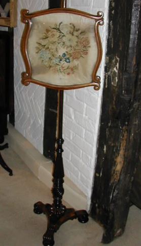 Antique Rosewood Pole Screen