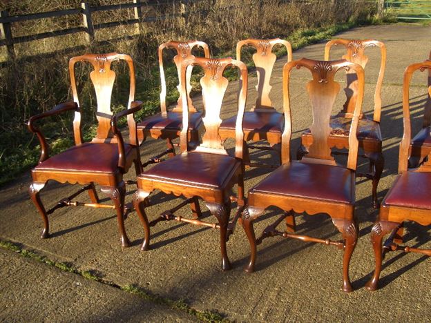 ANTIQUE FURNITURE WAREHOUSE - Antique Set 10 Dining Chairs - Set Of Antique Set 10 Dining Chairs - Set Of Ten Queen Anne High Back Dining Chairs With - ANTIQUE FURNITURE WAREHOUSE - Antique Set 10 Dining Chairs - Set Of