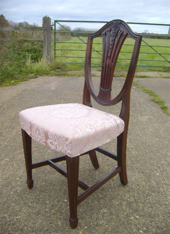 Antique Shield Back Chairs Antique Furniture Antique Set 8 Georgian Chairs - Set Of Eight Georgian Revival Shield Back Wheatsheaf Dining Chairs - Antique Shield Back Chairs Antique Furniture