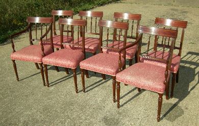 ANTIQUE FURNITURE WAREHOUSE - Antique Set Of 8 Eight Regency Dining Antique Set of 8 Eight Regency Dining Chairs - Set of 8 eight Regency mahogany dining chairs with inlay - ANTIQUE FURNITURE WAREHOUSE - Antique Set Of 8 Eight Regency Dining