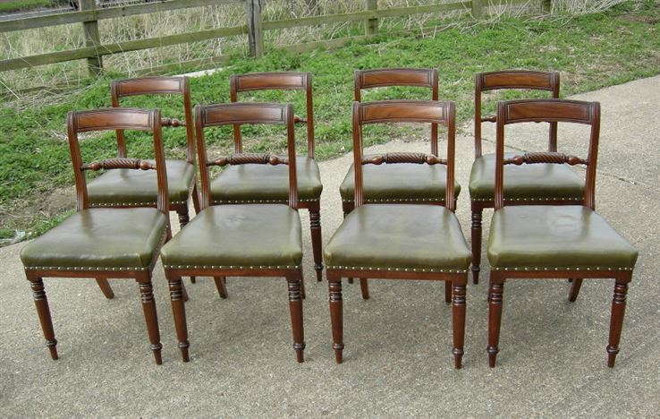ANTIQUE FURNITURE WAREHOUSE - Antique Set Of 8 Georgian Dining Antique Set Of 8 Georgian Dining Chairs - Regency Period late Georgian set of eight 8 mahogany dining chairs - ANTIQUE FURNITURE WAREHOUSE - Antique Set Of 8 Georgian Dining