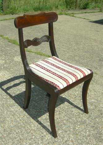 ANTIQUE FURNITURE WAREHOUSE - Antique Set Regency Chairs - Set Of Antique Set Regency Chairs - Set of six Regency Mahogany Dining Chairs with Bar Backs and Sabre Legs - ANTIQUE FURNITURE WAREHOUSE - Antique Set Regency Chairs - Set Of