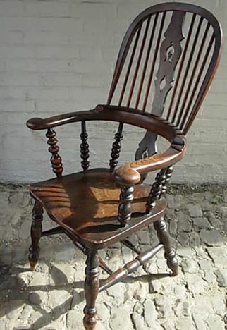 ANTIQUE FURNITURE WAREHOUSE - ANTIQUE WINDSOR CHAIR - Mid 19th ANTIQUE WINDSOR CHAIR - Mid 19th Century ash and fruitwood high back Windsor chair - ANTIQUE FURNITURE WAREHOUSE - ANTIQUE WINDSOR CHAIR - Mid 19th