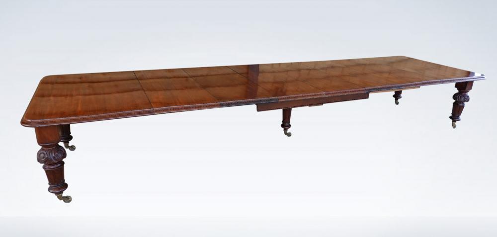 Large 5 Metre Victorian Mahogany Dining Table Extending To Seat 20 Chairs