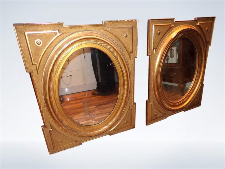 Large Pair Antique Gilt Mirrors Victorian Wall Portrait Or Landscape Late 19th Century Victorian