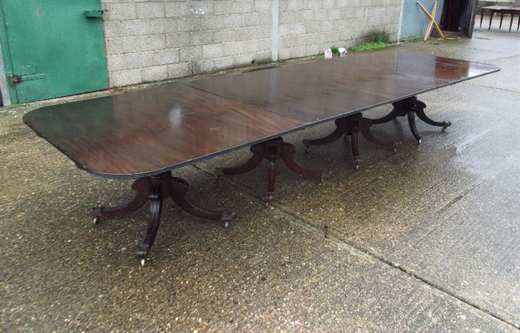 Large Regency Pedestal Table - 14ft Regency Quadruple Pedestal Mahogany Dining Table To Seat Up To 18 People