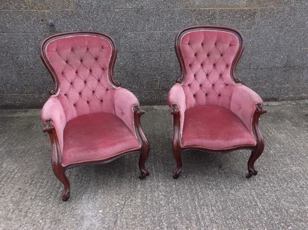 ANTIQUE FURNITURE WAREHOUSE - Pair Of Victorian Mahogany Spoon Back Pair Of Victorian Mahogany Spoon Back Library Armchairs - ANTIQUE FURNITURE WAREHOUSE - Pair Of Victorian Mahogany Spoon Back