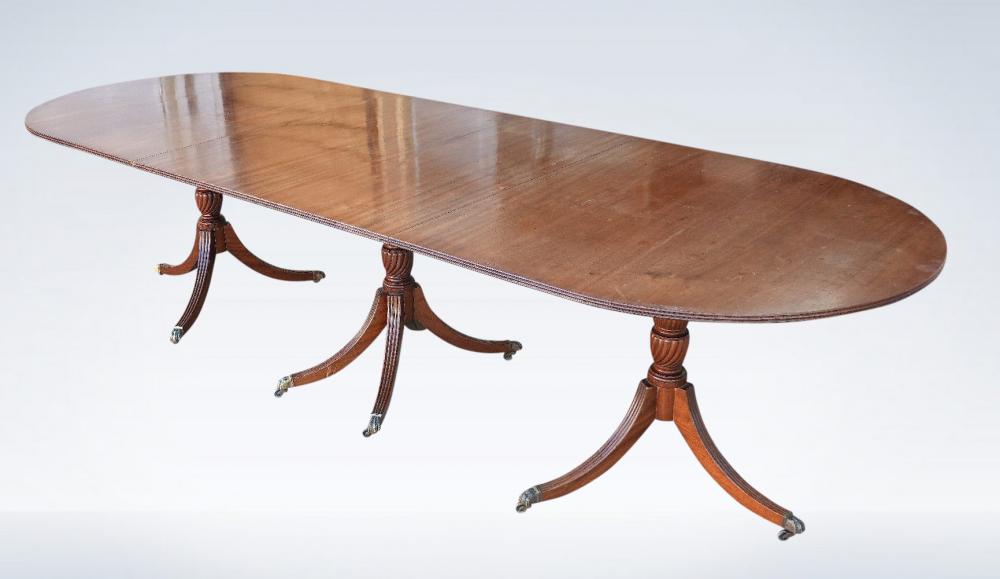 Regency Mahogany Dining Table 3 Metre Triple Pedestal